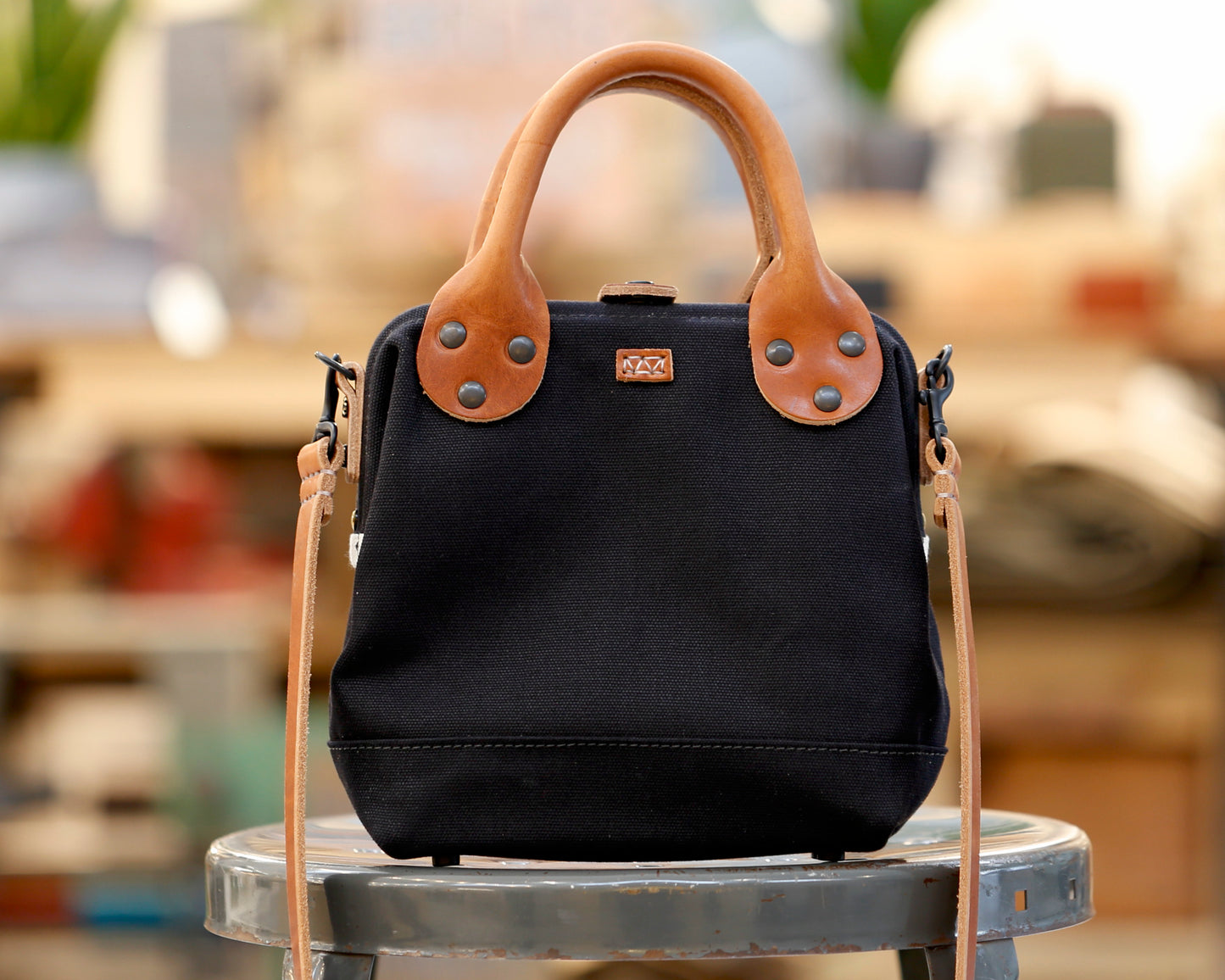 Black Tool Bag Crossbody with Handles