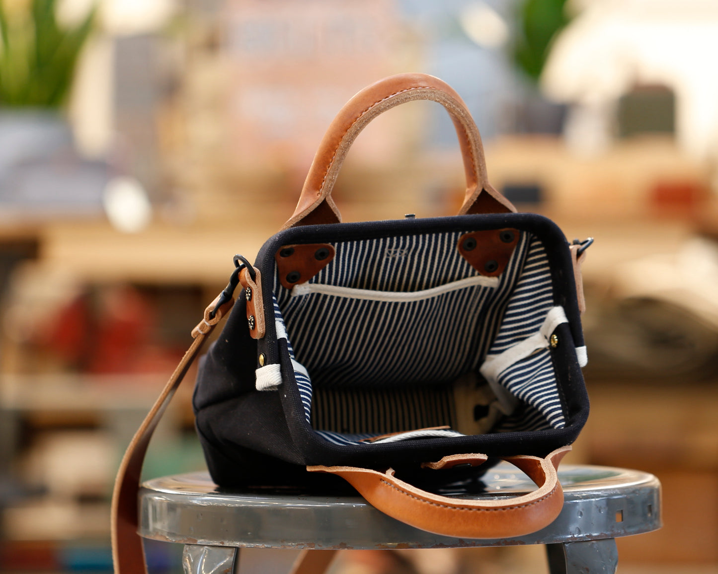 Black Tool Bag Crossbody with Handles