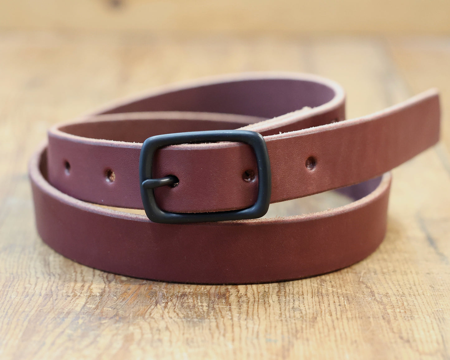 Thin Vegetable Tanned Belt w/ Brass Buckle