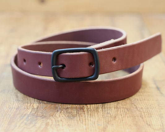 Thin Vegetable Tanned Belt w/ Brass Buckle