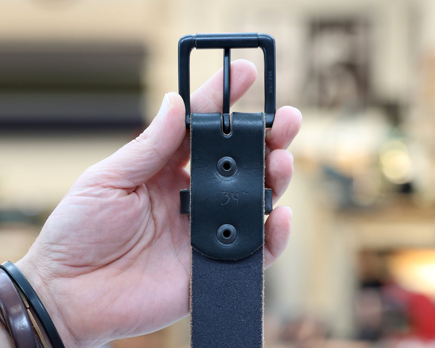 Black Vegetable Tanned Belt w/ Brass Buckle