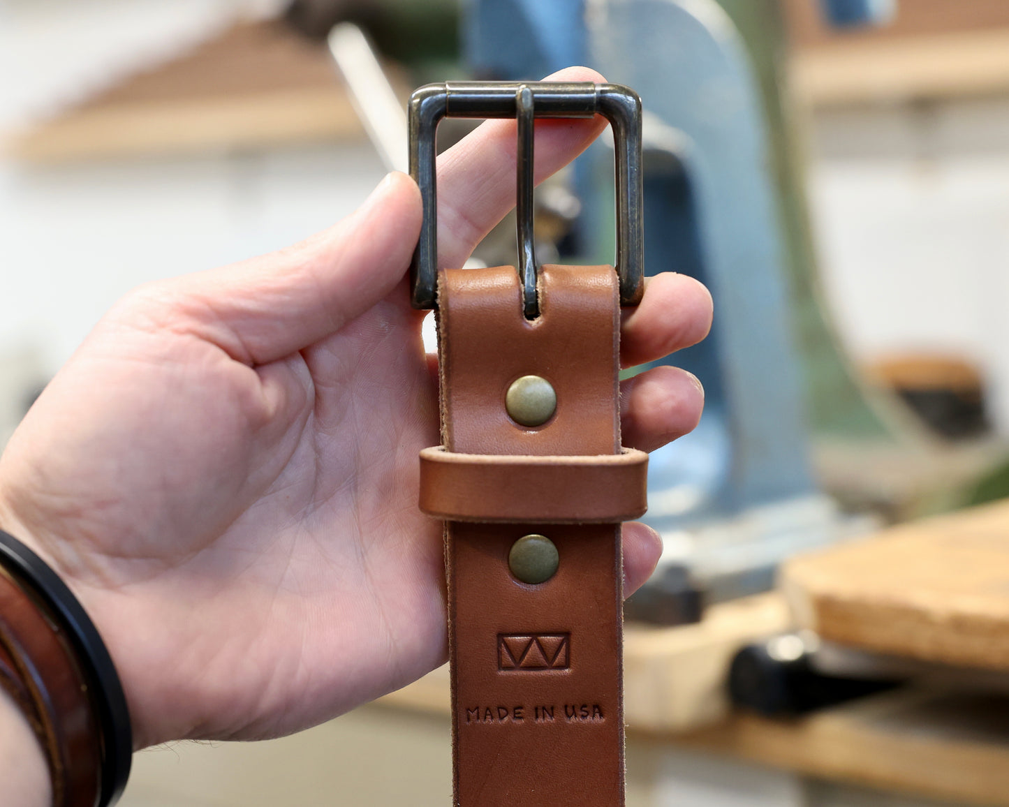 Brown Vegetable Tanned Belt w/ Brass Buckle