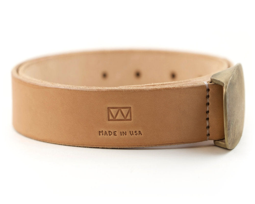 Natural Veg Tan Belt w/ Bronze Buckle