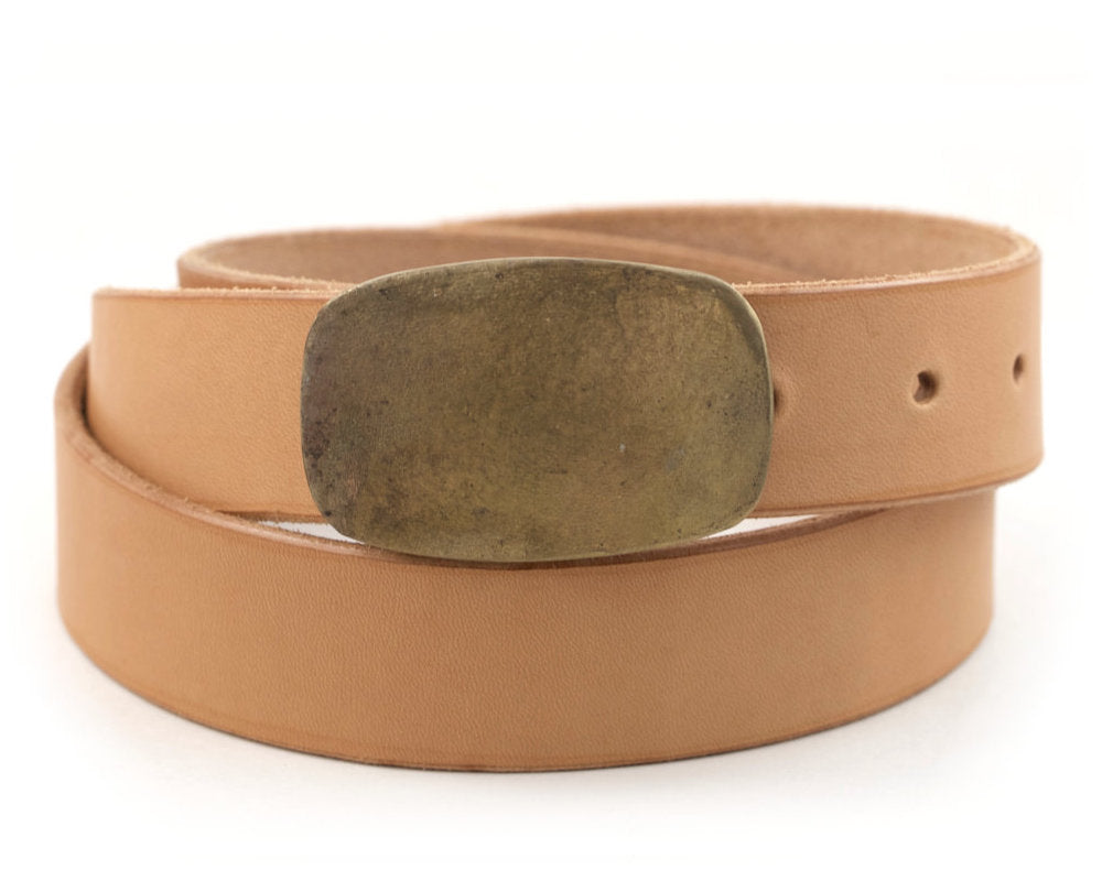 Natural Veg Tan Belt w/ Bronze Buckle