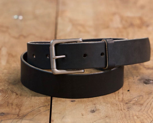 Black Vegetable Tanned Belt w/ Brass Buckle