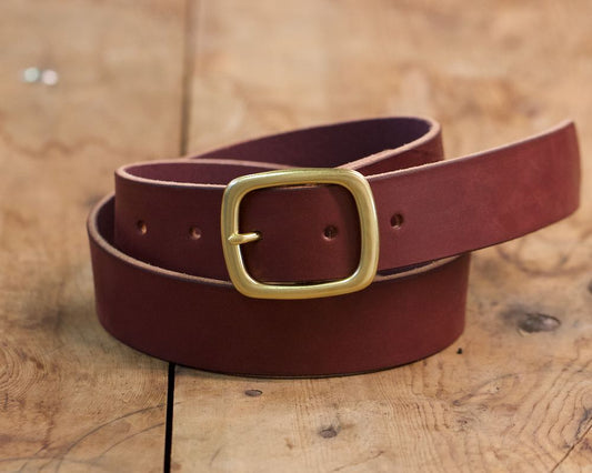 Burgundy Vegetable Tanned Belt w/ Brass Buckle