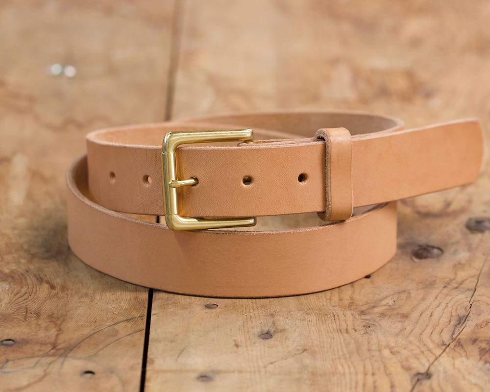 Natural Veg Tan Belt w/ Bronze Buckle – Werther Leather Goods