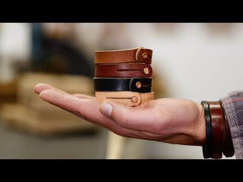Double Wrap Leather Bracelet with Copper Stud Werther Leather Goods