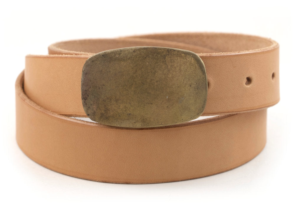 Natural Vegetable Leather and Silver Buckle Belt - laperruque